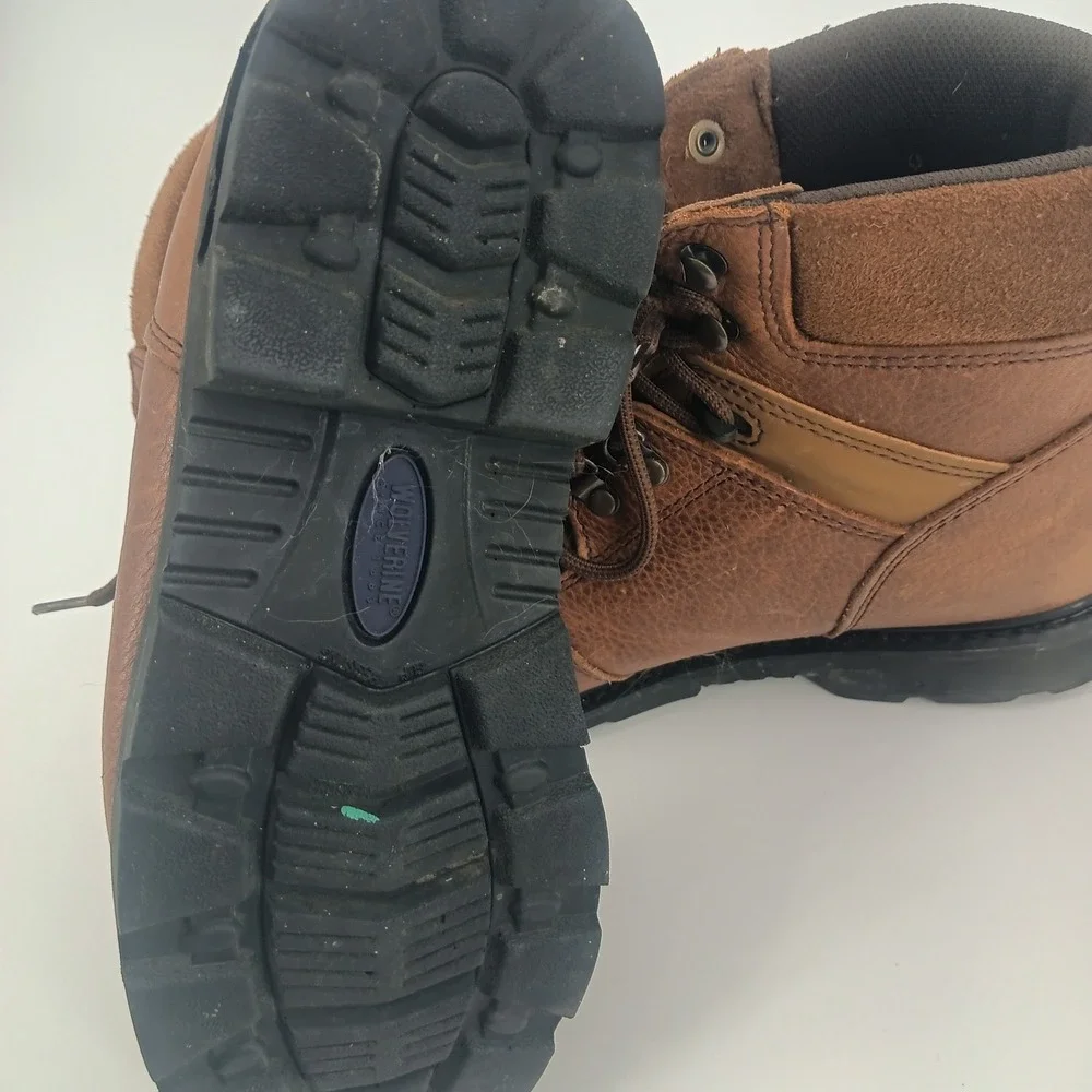 Wolverine Mens Brown Leather 6 Inch Work Boot Lace Up Utility Steel Toe Sz 10EW